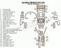 Декоративные накладки салона Hyundai Tiburon 2003-2005 полный набор, АКПП