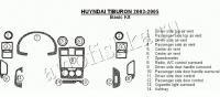 Декоративные накладки салона Hyundai Tiburon 2003-2005 базовый набор, 16 элементов.