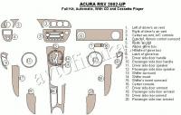 Декоративные накладки салона Acura RSX 2002-н.в. полный набор, АКПП, с CD и касетной аудиосистемой, 20 элементов.