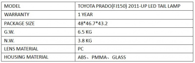Toyota Land Cruiser Prado 150 (10-) фонари задние светодиодные красно-прозрачные, и фонари заднего бампера, дизайн Lexus GX460, полный комплект.